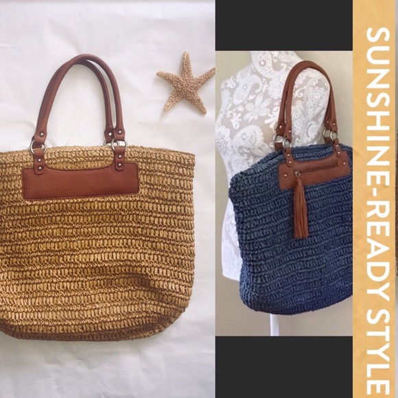 J. Jill Handbags - J.Jill Gorgeous XL Straw & Leather Tote 😍